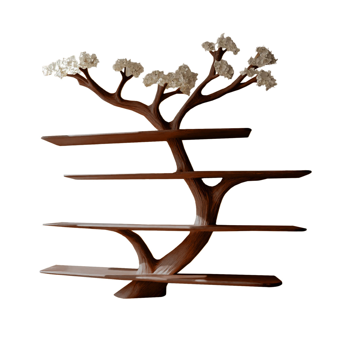 Alboris Bloom Handcrafted Live Edge Tree Bookshelf