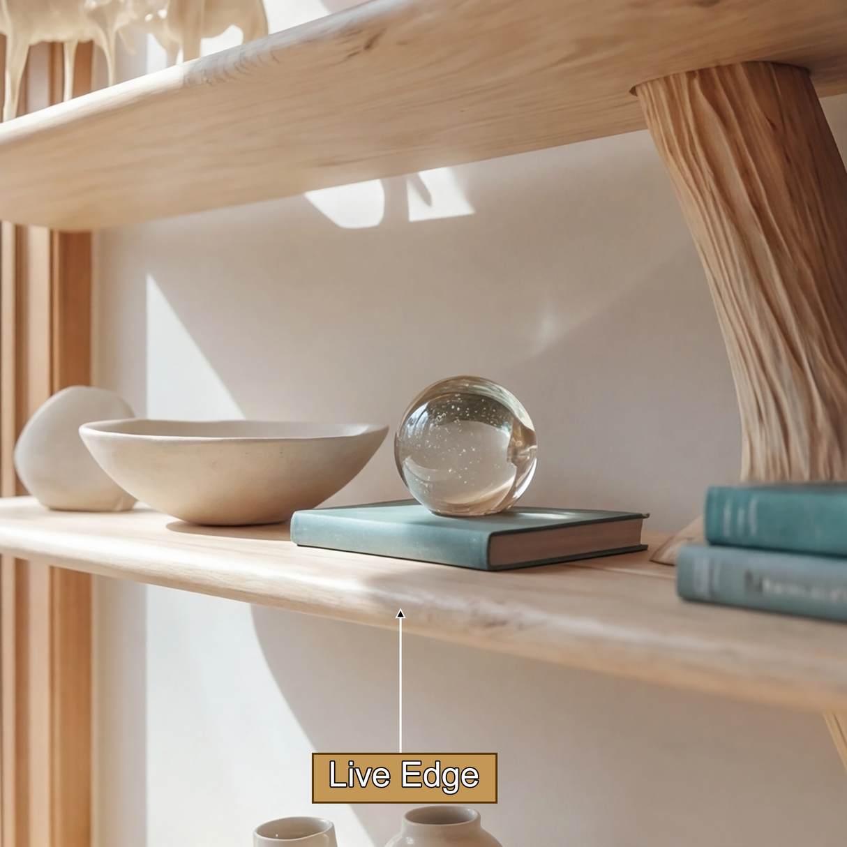 Alboris Bloom Handcrafted Live Edge Tree Bookshelf - Timberustic Tree Bookshelf
