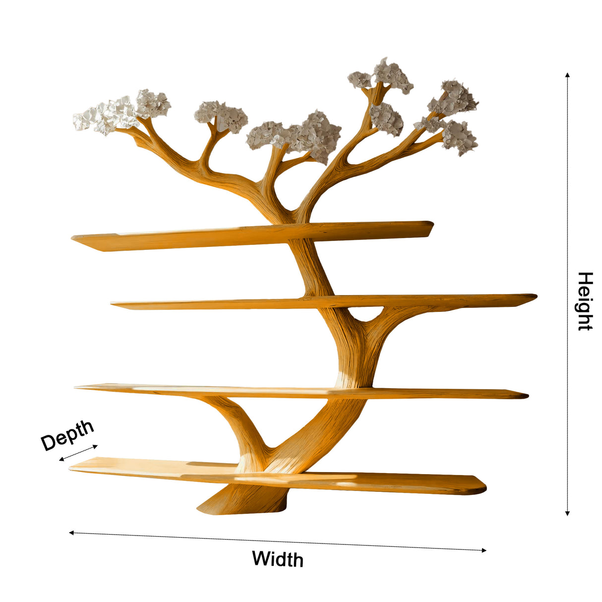 Alboris Bloom Handcrafted Live Edge Tree Bookshelf