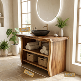 Alderwyn Solid Wood Freestanding Bathroom Vanity with Open Storage