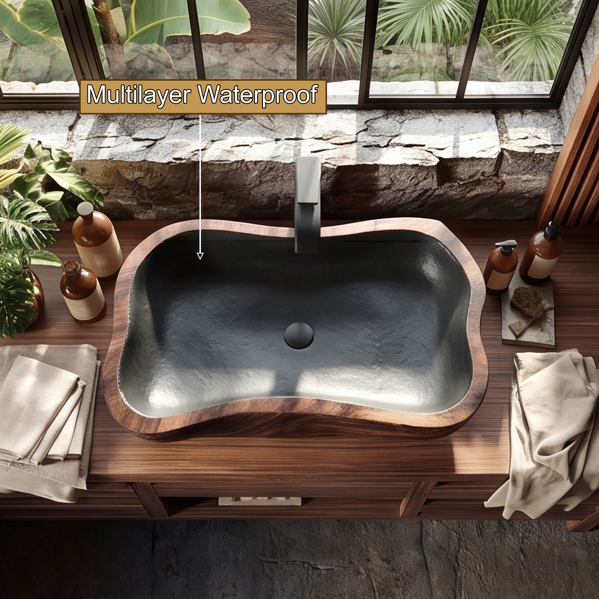 Aldora Live Edge Solid Wood Vessel Sink - Timberustic Vessel Sinks