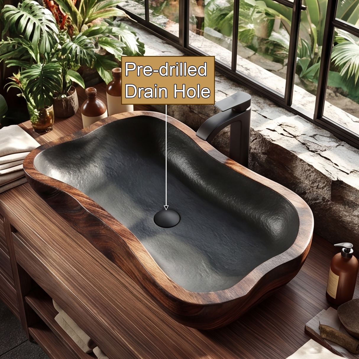 Aldora Live Edge Solid Wood Vessel Sink - Timberustic Vessel Sinks