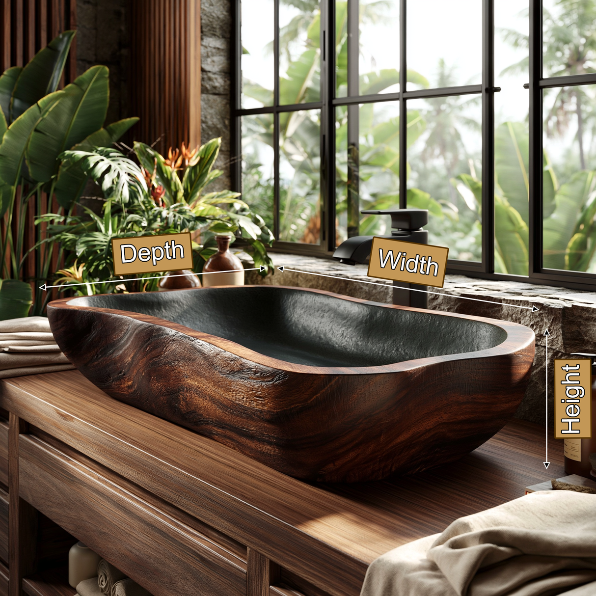 Aldora Live Edge Solid Wood Vessel Sink - Timberustic Vessel Sinks