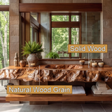 Alveric Sculpted Live Edge Solid Wood Floating Bathroom Vanity with Integrated Sink SPA365248 - Timberustic Floating Bathroom Vanity with Integrated Sink