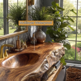 Alverin Live Edge Solid Wood Floating Bathroom Vanity with Integrated Sink SPA365012 - Timberustic Floating Bathroom Vanity with Integrated Sink