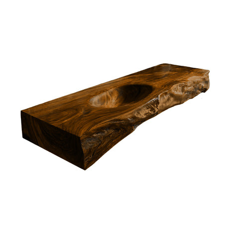 Alverin Live Edge Solid Wood Floating Bathroom Vanity with Integrated Sink Brown - Timberustic Floating Bathroom Vanity with Integrated Sink