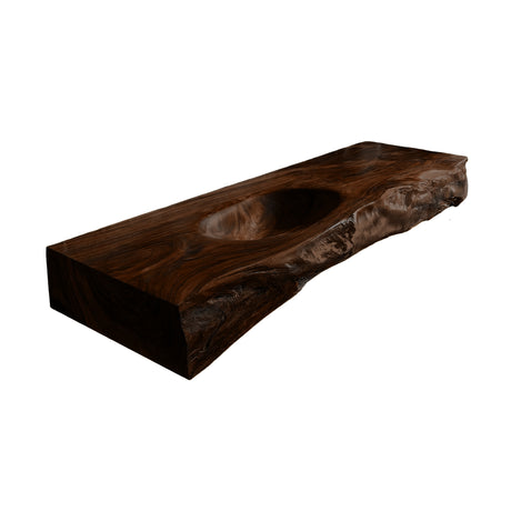 Alverin Live Edge Solid Wood Floating Bathroom Vanity with Integrated Sink Dark Walnut - Timberustic Floating Bathroom Vanity with Integrated Sink