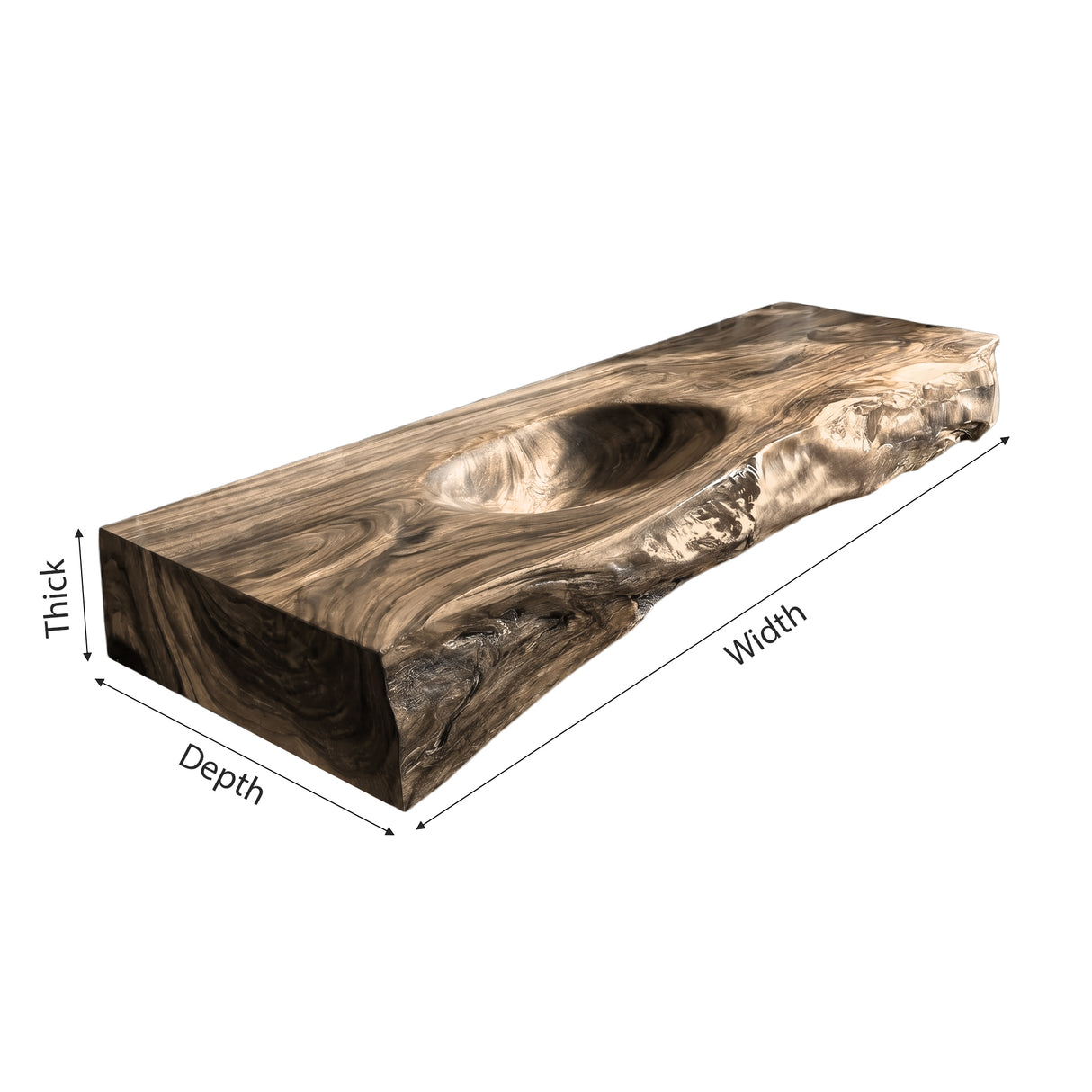Alverin Live Edge Solid Wood Floating Bathroom Vanity with Integrated Sink - Timberustic Floating Bathroom Vanity with Integrated Sink