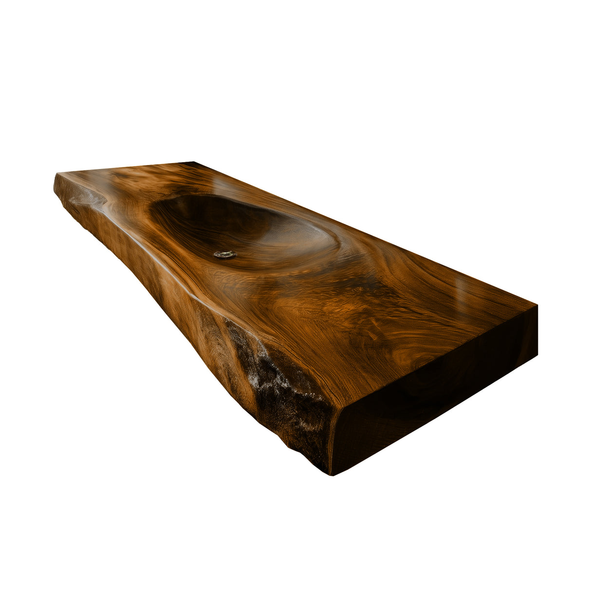 Alveris Live Edge Solid Wood Floating Bathroom Vanity with Integrated Sink