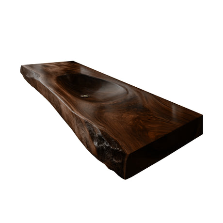 Alveris Live Edge Solid Wood Floating Bathroom Vanity with Integrated Sink Dark Walnut - Timberustic Floating Bathroom Vanity with Integrated Sink