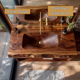 Alveris Live Edge Solid Wood Floating Bathroom Vanity with Integrated Sink SPA642310 - Timberustic Floating Bathroom Vanity with Integrated Sink