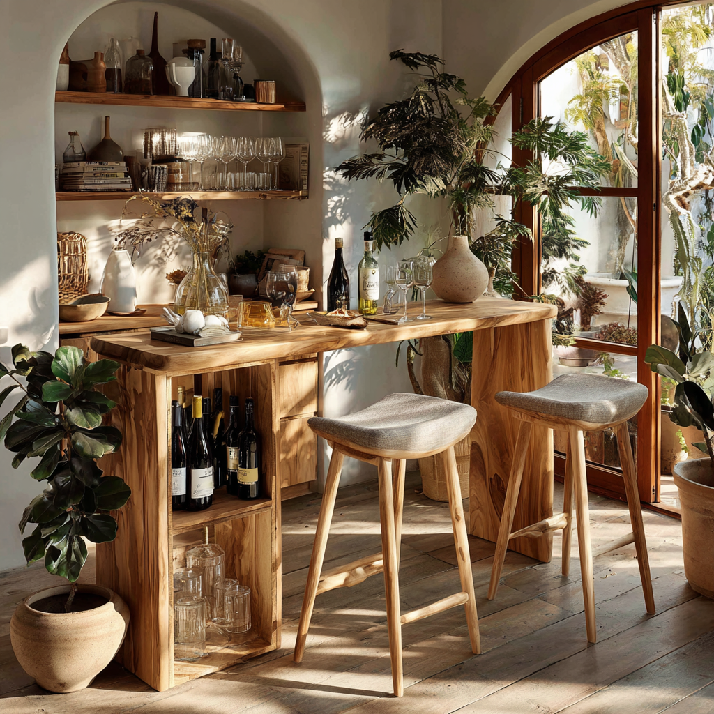 Alvero Live Edge Solid Wood Bar Table with Storage - Timberustic Bar Table with Storage