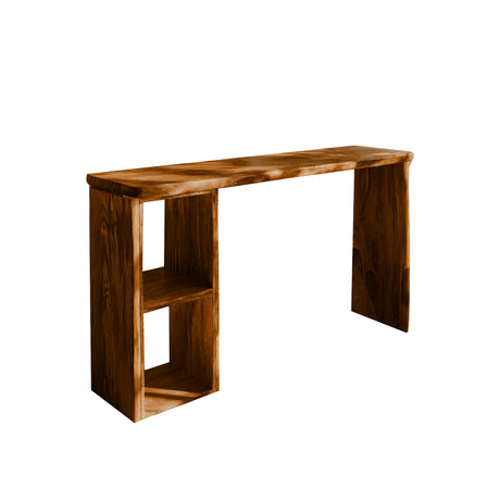 Alvero Live Edge Solid Wood Bar Table with Storage Brown - Timberustic Bar Table with Storage