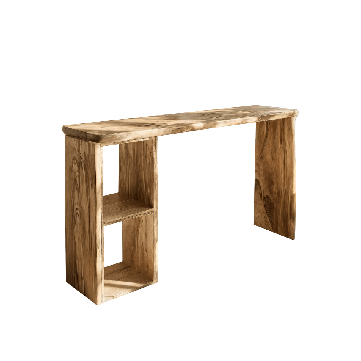 Alvero Live Edge Solid Wood Bar Table with Storage Natural Oak - Timberustic Bar Table with Storage