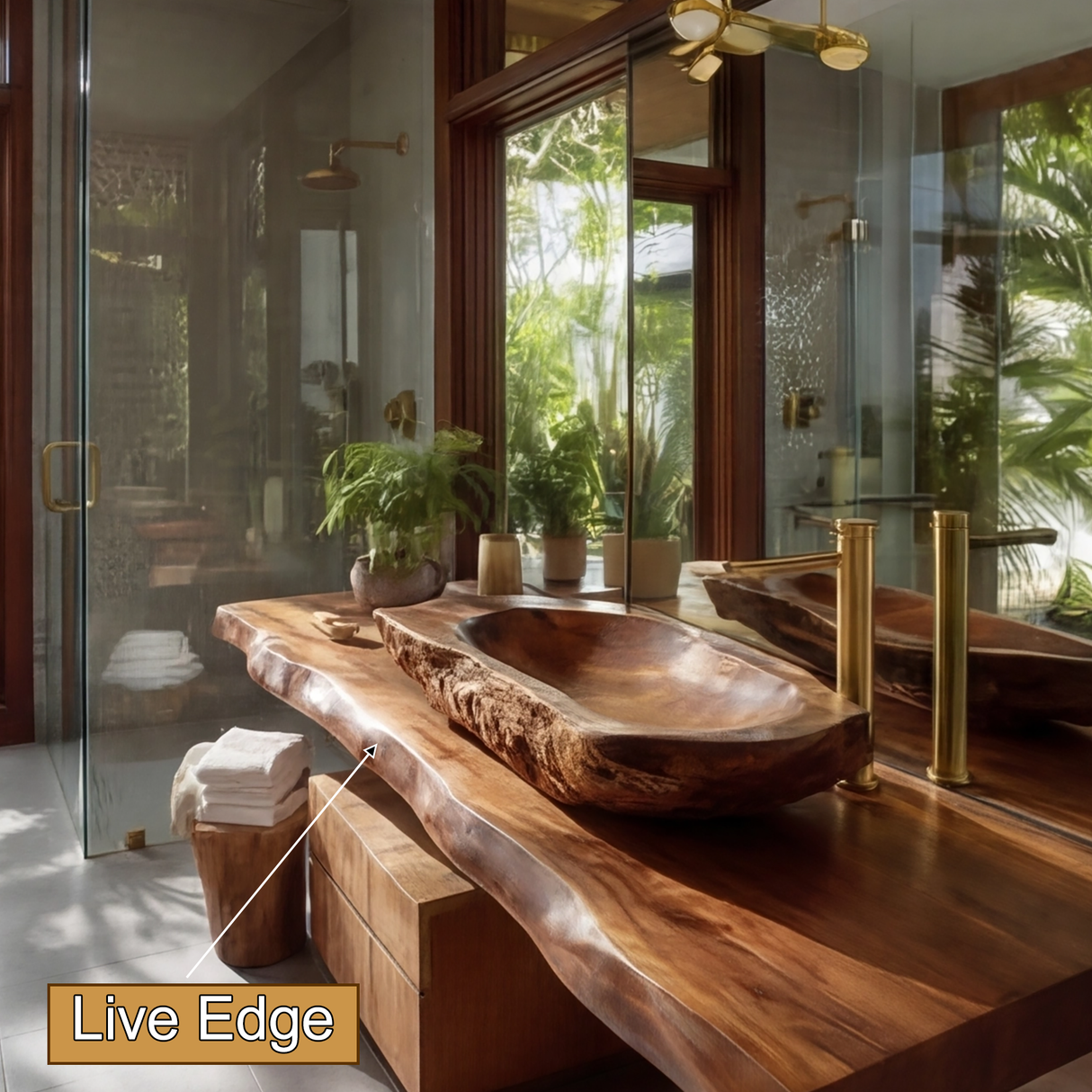 Alverra Live Edge Solid Wood Floating Bathroom Vanity SPA301509 - Timberustic Floating Bathroom Vanity