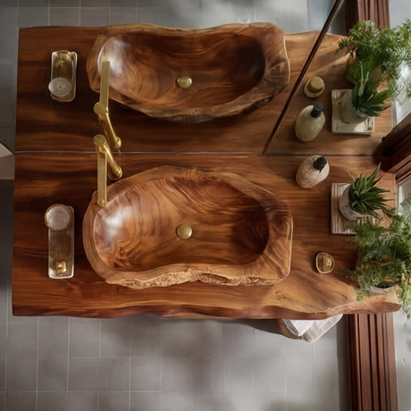 Alverra Live Edge Solid Wood Floating Bathroom Vanity SPA301509 - Timberustic Floating Bathroom Vanity