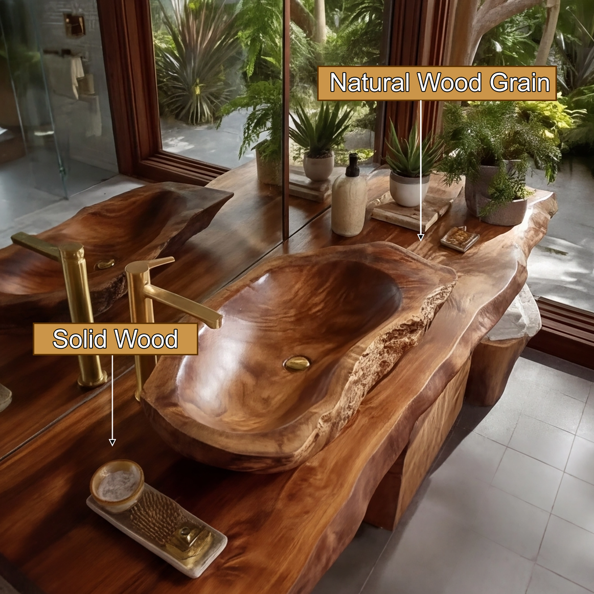 Alverra Live Edge Solid Wood Floating Bathroom Vanity SPA301509 - Timberustic Floating Bathroom Vanity