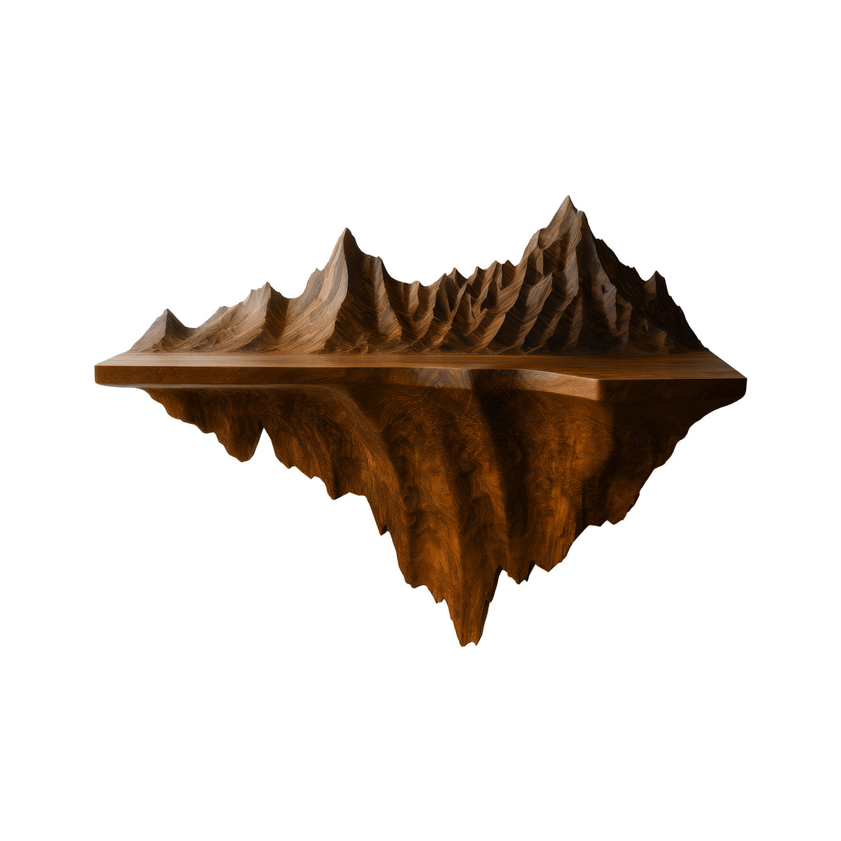Alverra Sculpted Solid Wood Mountain Floating Shelf Brown - Timberustic Floating Shelf
