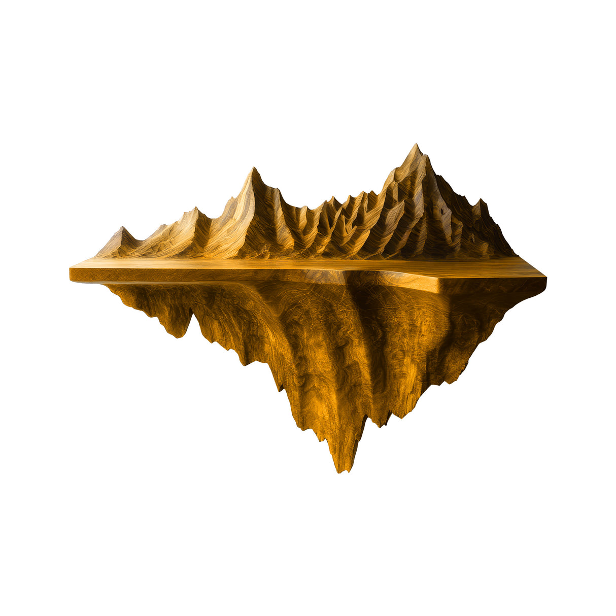Alverra Sculpted Solid Wood Mountain Floating Shelf Teak - Timberustic Floating Shelf