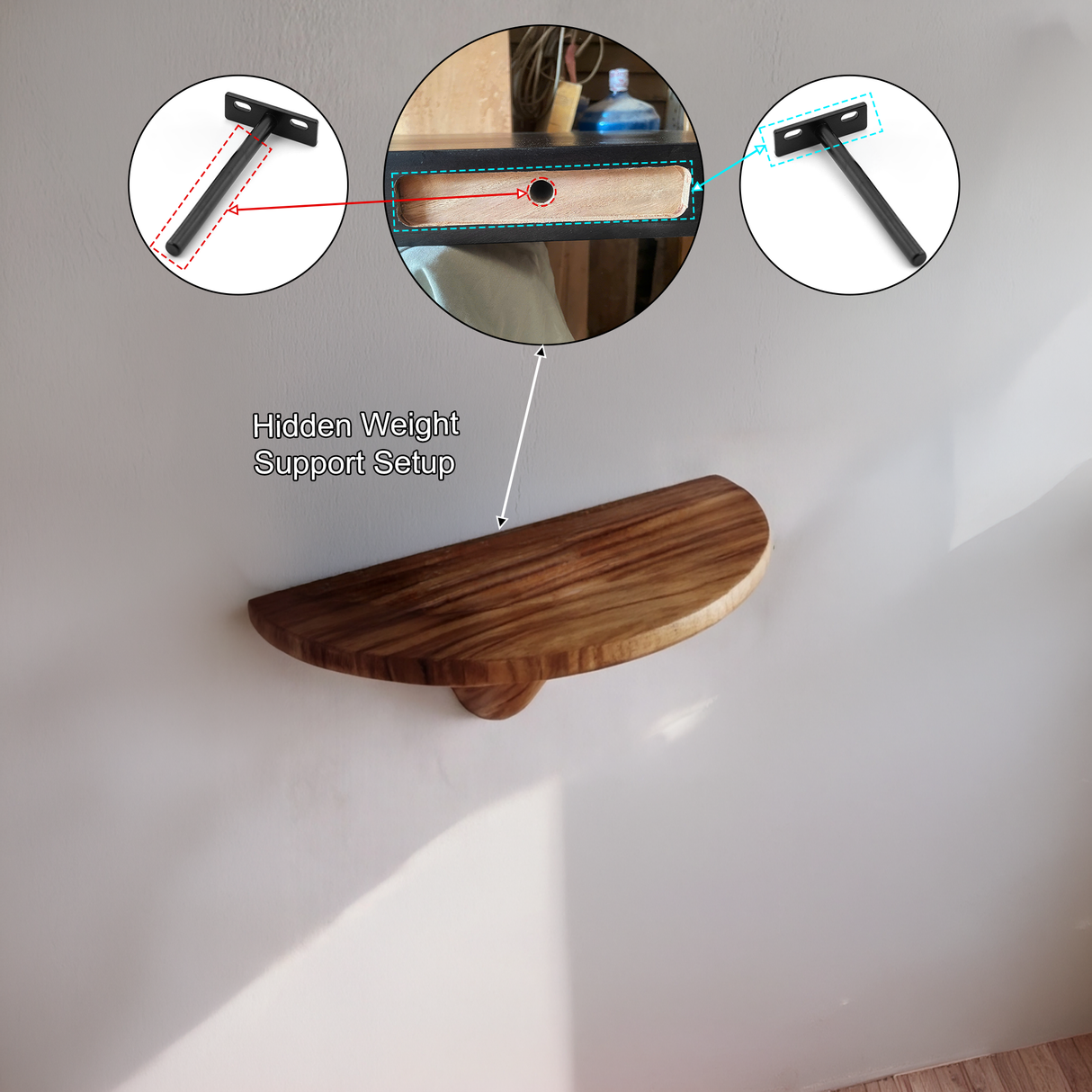 Alvora Mushroom Solid Wood Floating Shelf SPA248569 - Timberustic Floating Shelf