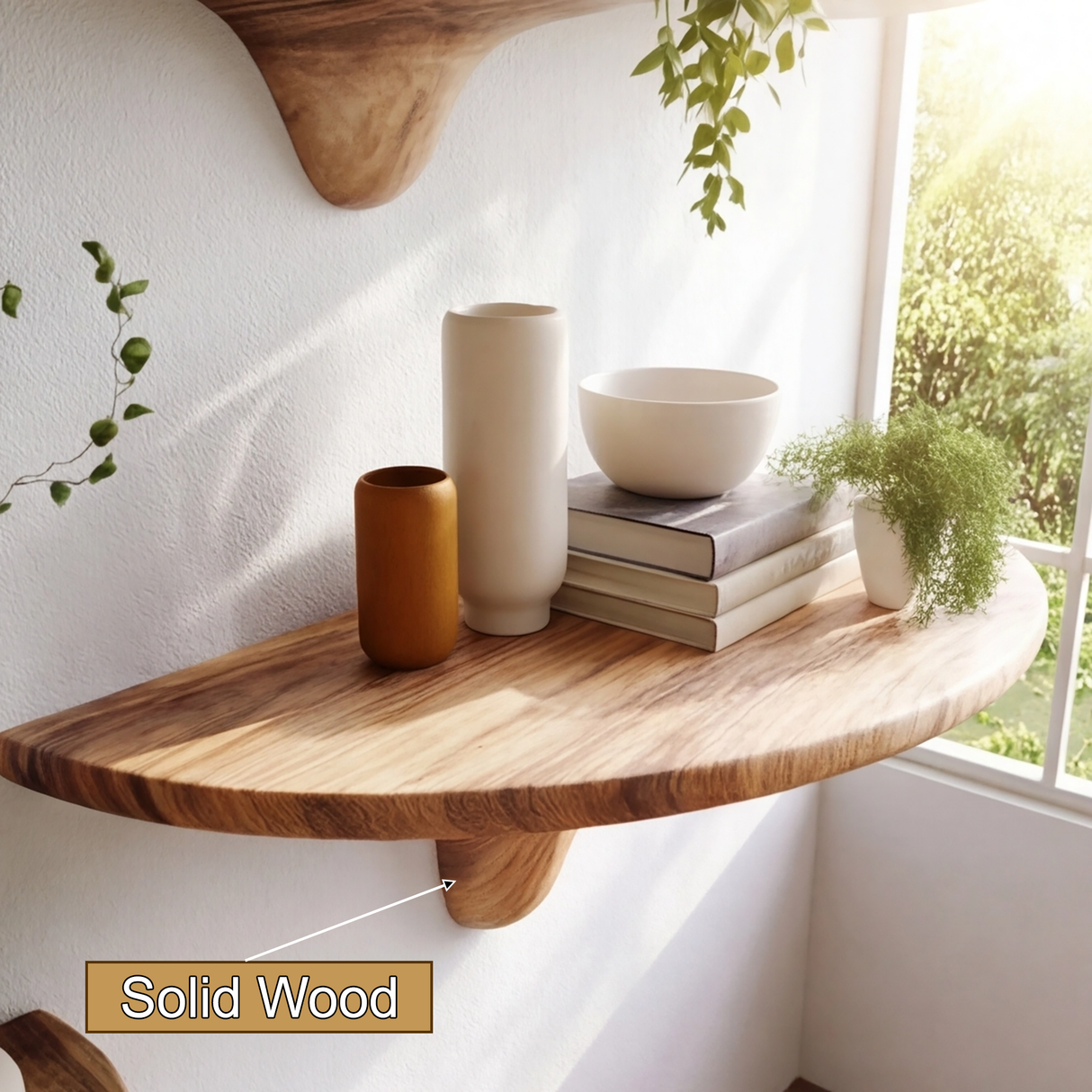 Alvora Mushroom Solid Wood Floating Shelf SPA248569 - Timberustic Floating Shelf