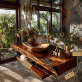 Alvoria Live Edge Solid Wood Floating Bathroom Vanity SPA563429 - Timberustic Floating Bathroom Vanity