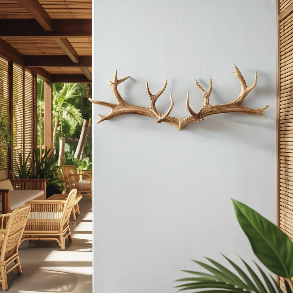 Antura Rustic Antler-Inspired Solid Wood Hook Rack