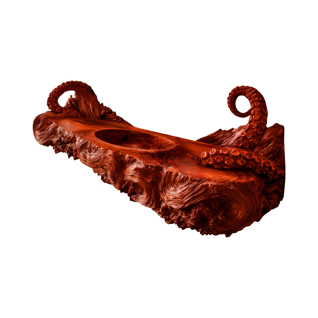 Aqualith Octopus Form Sculpted Solid Wood Floating Bathroom Vanity with Integrated Sink Mahogany - Timberustic Floating Bathroom Vanity with Integrated Sink