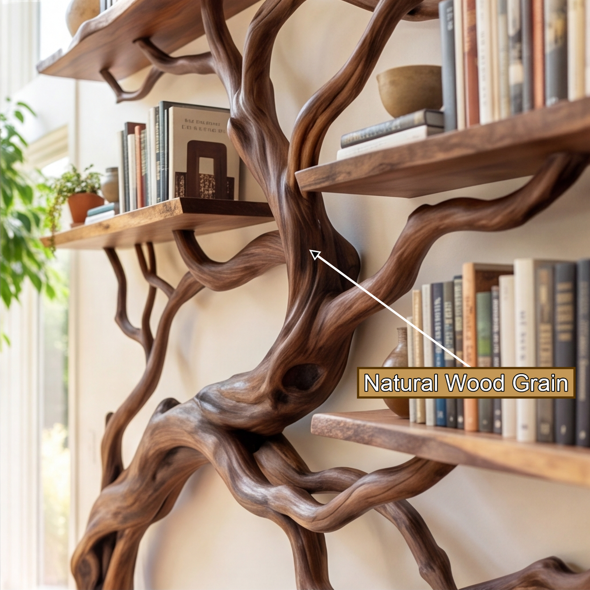 Arbordrift Handcrafted Solid Wood Tree Bookshelf
