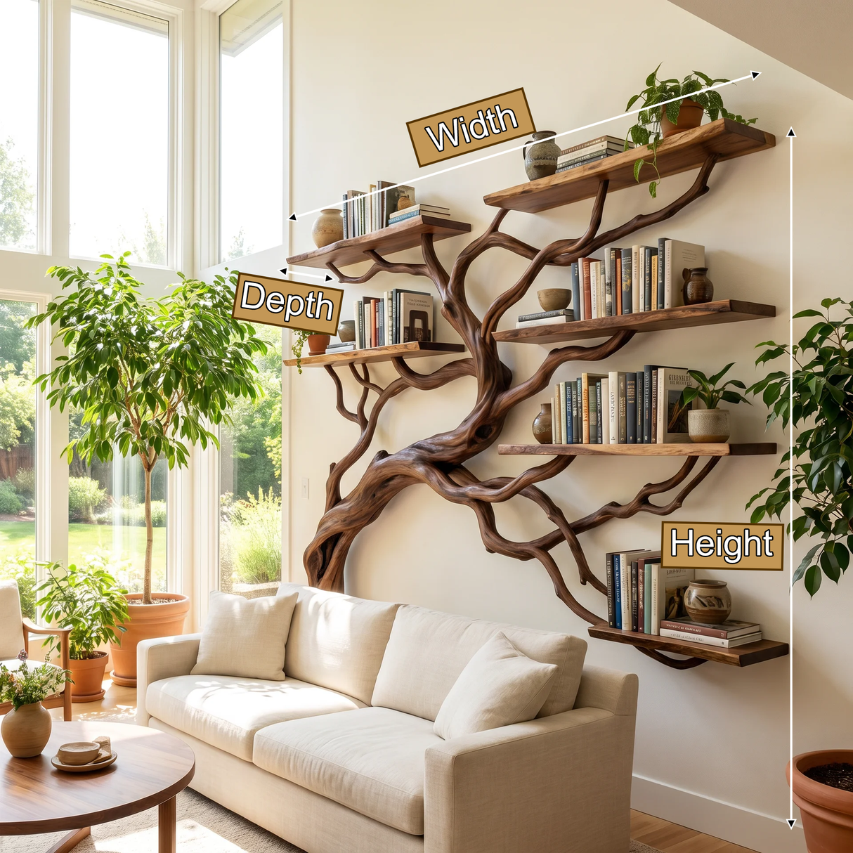 Arbordrift Handcrafted Solid Wood Tree Bookshelf