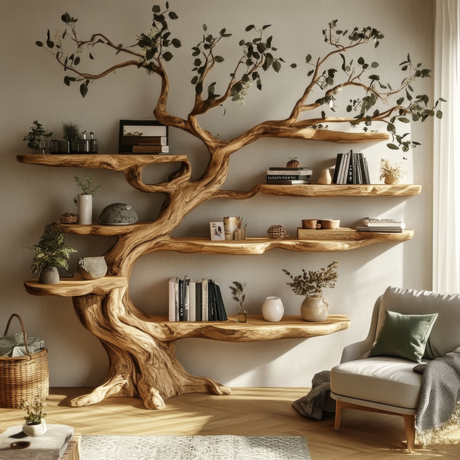 Arborealis Sculpted Solid Wood Tree Bookshelf - Timberustic Tree Bookshelf