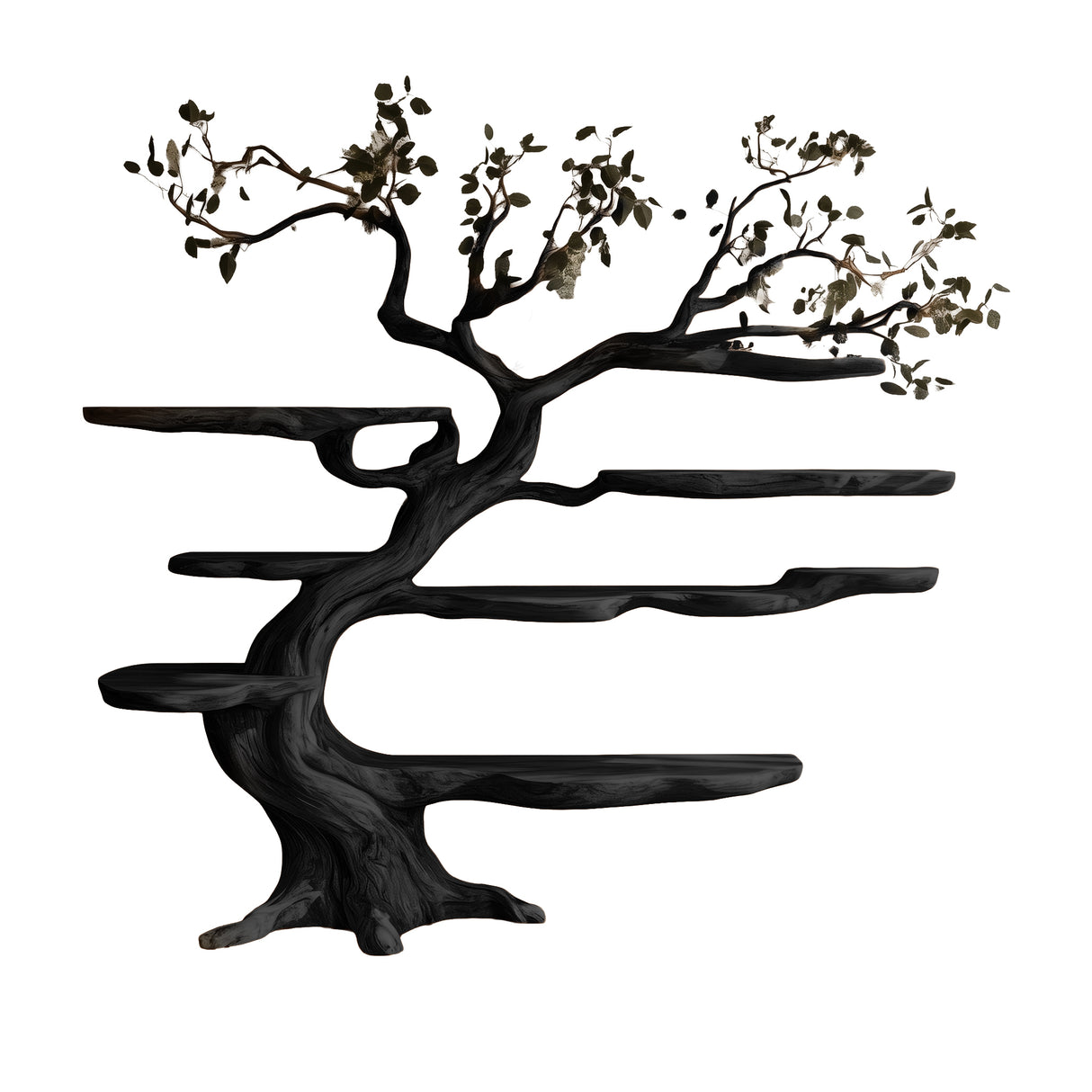 Arborealis Sculpted Solid Wood Tree Bookshelf Black - Timberustic Tree Bookshelf