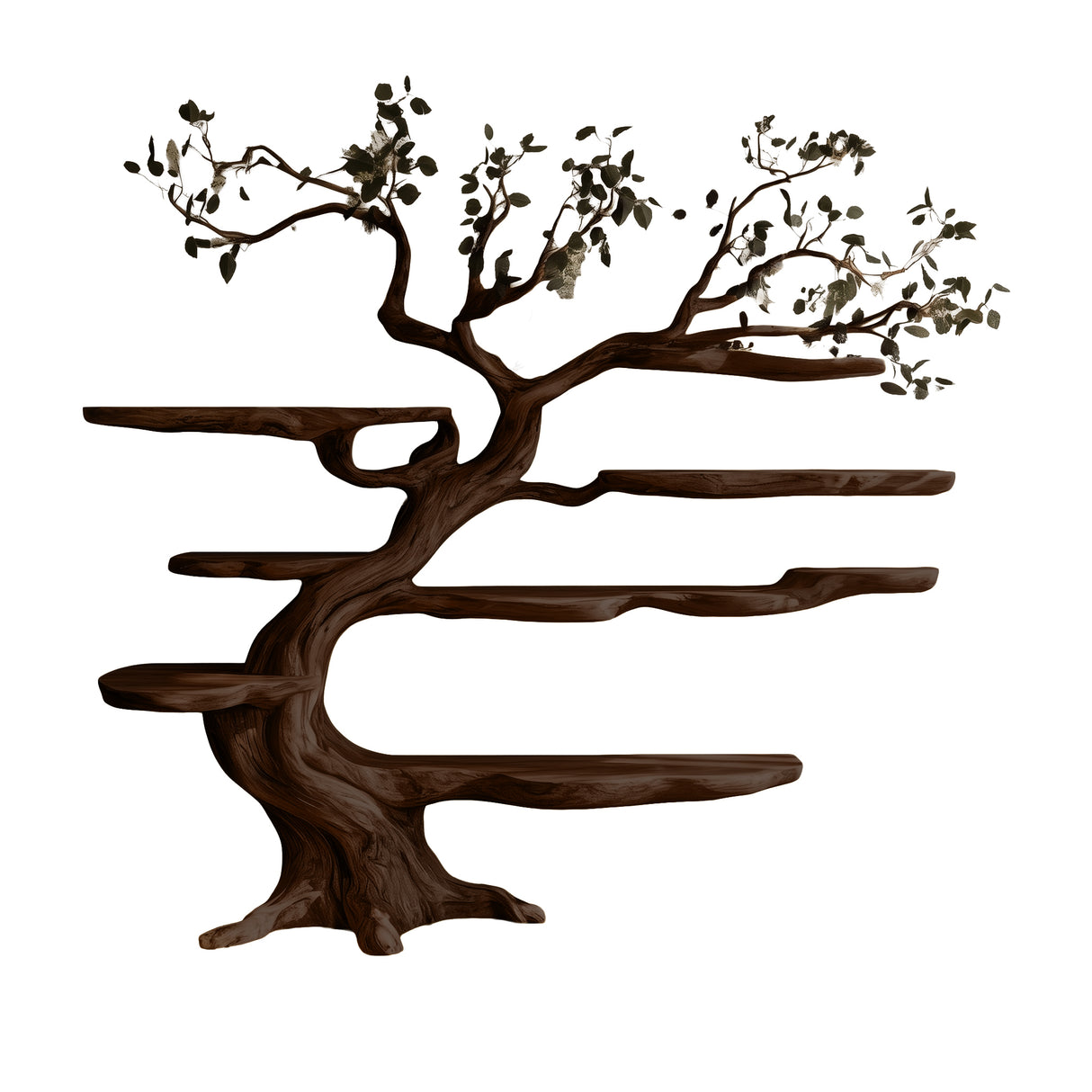 Arborealis Sculpted Solid Wood Tree Bookshelf Dark Walnut - Timberustic Tree Bookshelf