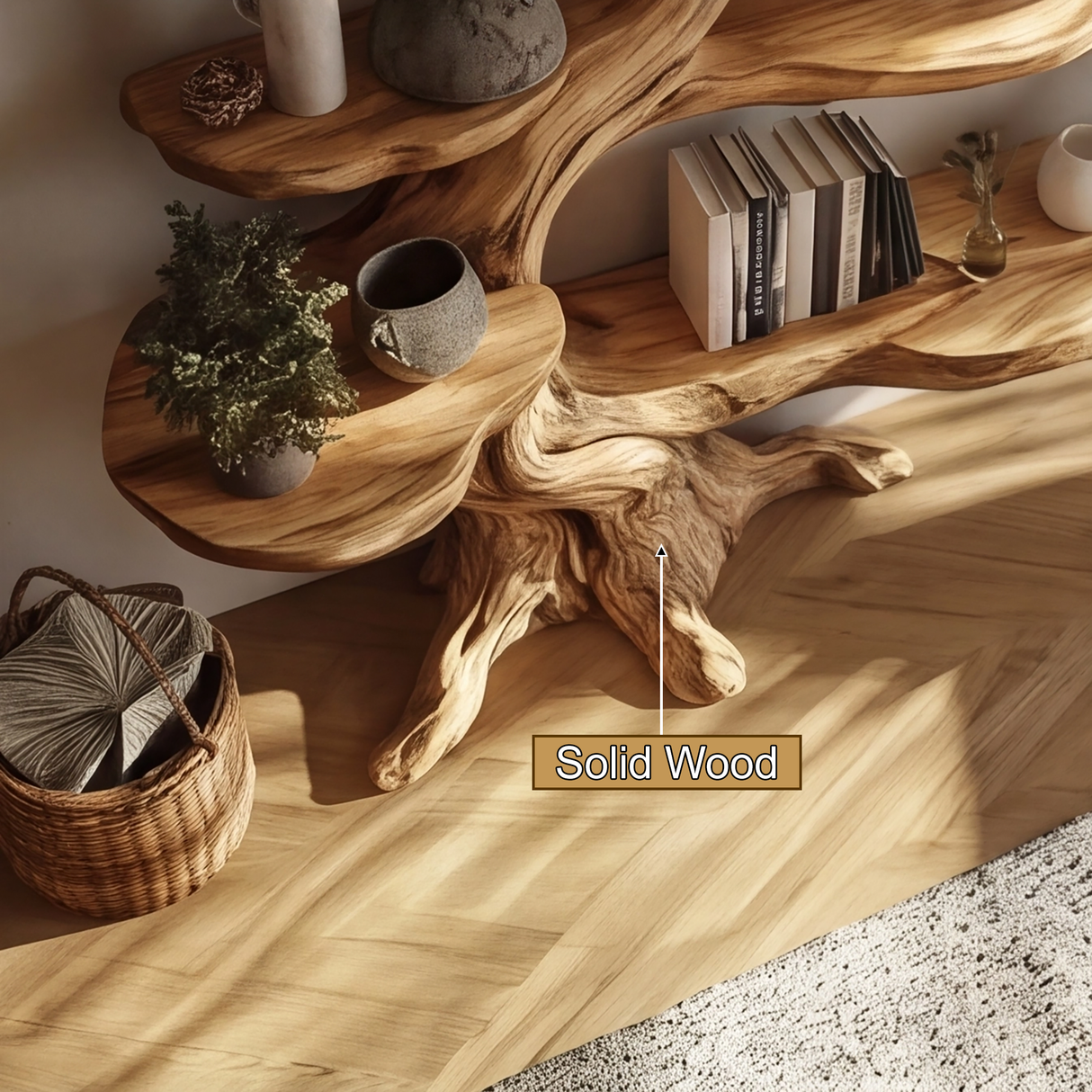 Arborealis Sculpted Solid Wood Tree Bookshelf - Timberustic Tree Bookshelf