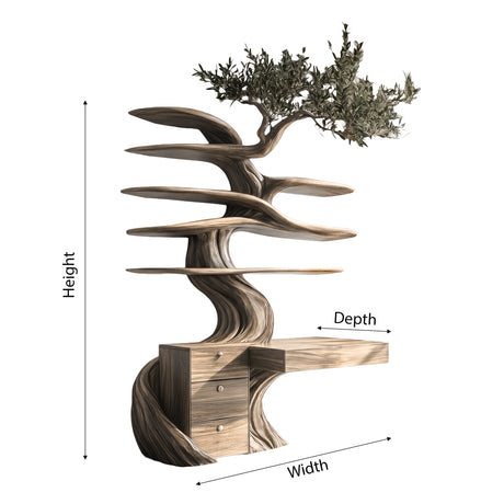 Arborell Organic Modern Tree Bookshelf with Drawers - Timberustic Tree Bookshelf