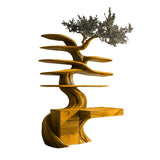 Arborell Organic Modern Tree Bookshelf with Drawers Teak - Timberustic Tree Bookshelf