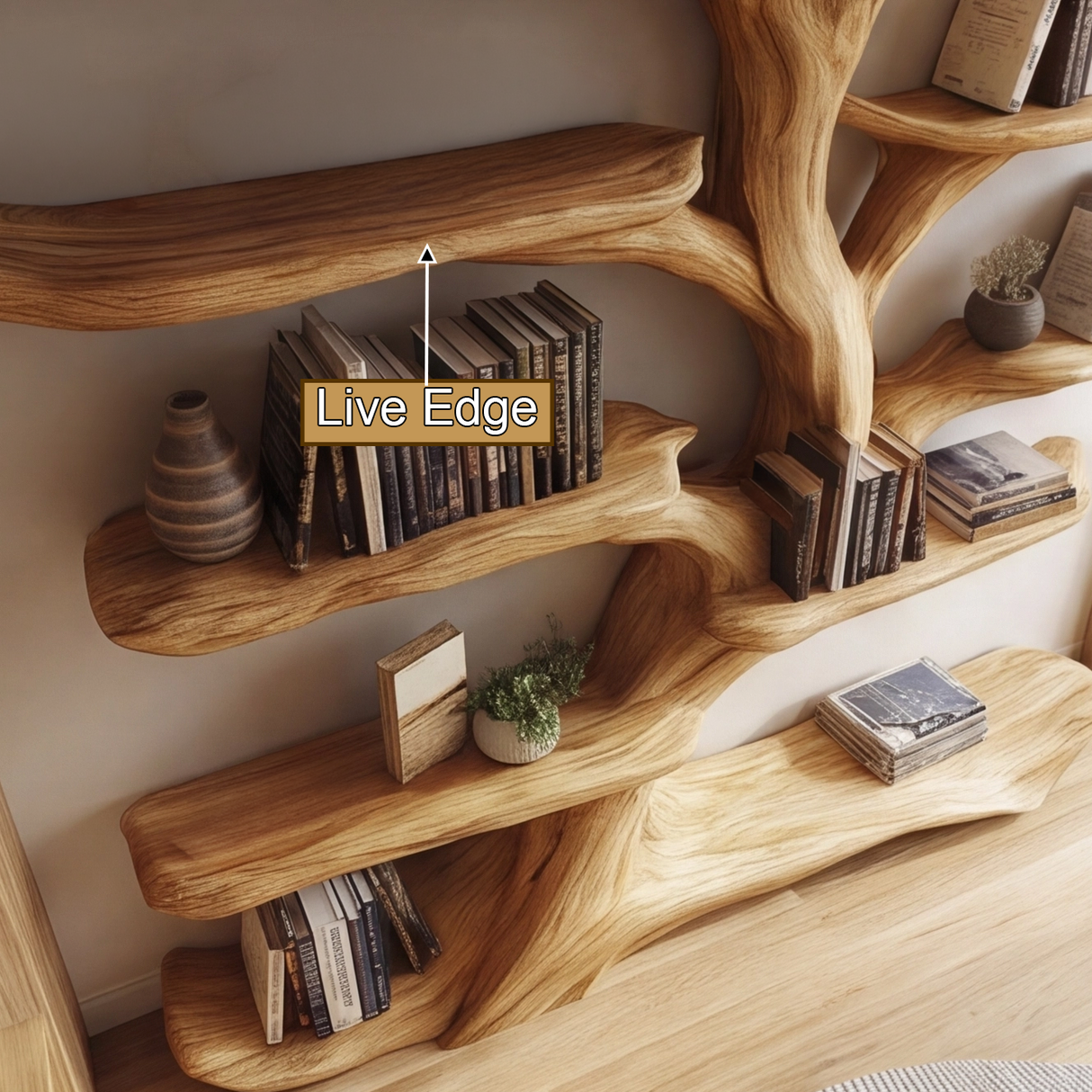 Arborelle Sculpted Solid Wood Tree Bookshelf - Timberustic Tree Bookshelf