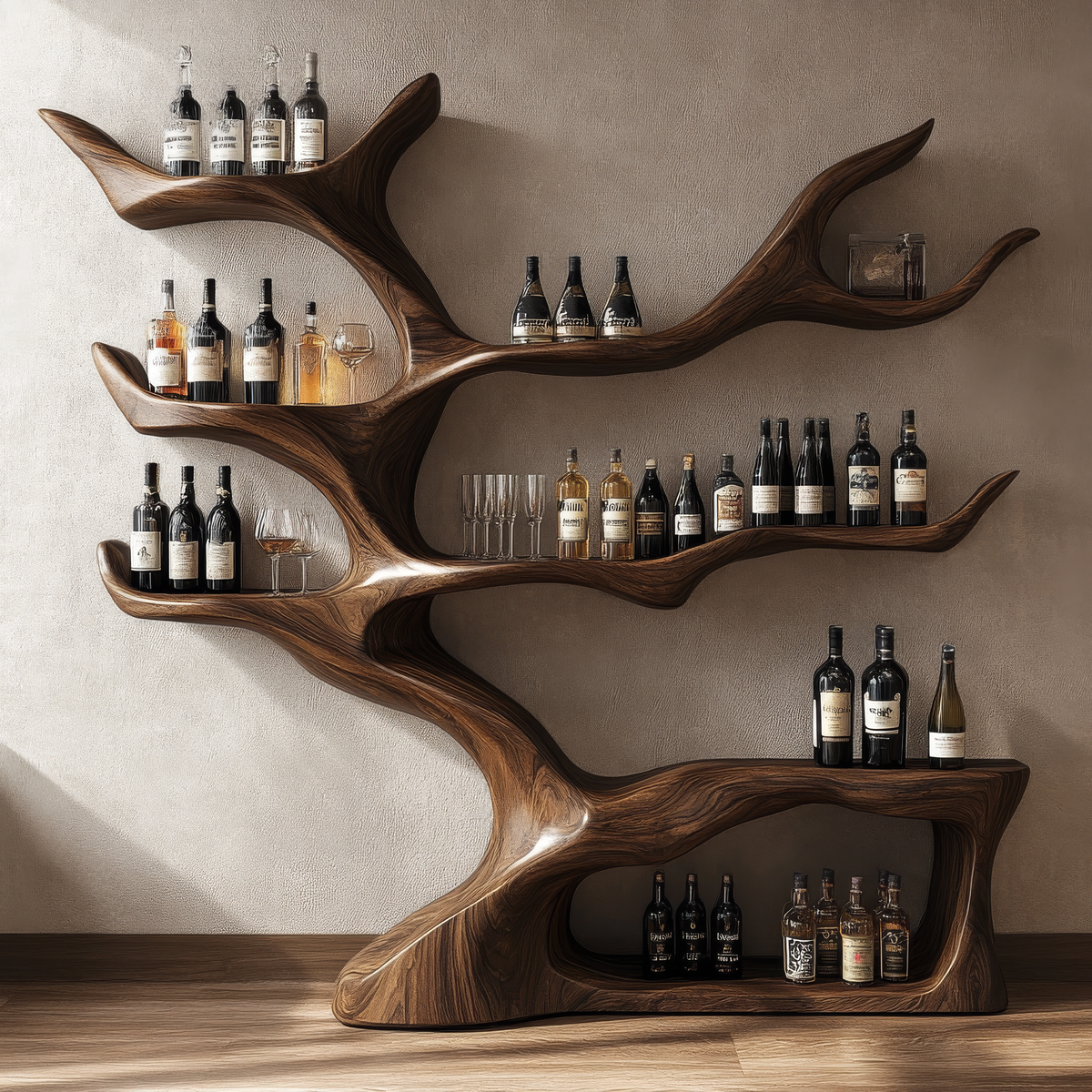 Tree Rack Png Arborelle Sculptural Tree Wine Rack, Organic Modern Solid Wood Wine ...