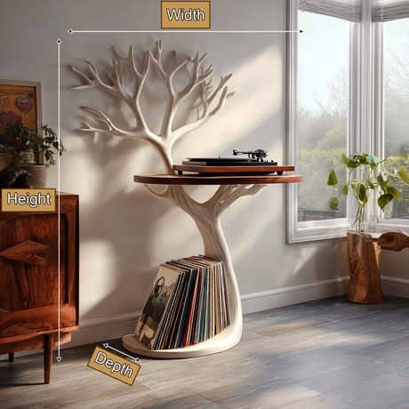 Arboren Handcrafted Solid Wood Tree Record Player Stand SPA902779 - Timberustic Record Player Stand With Storage