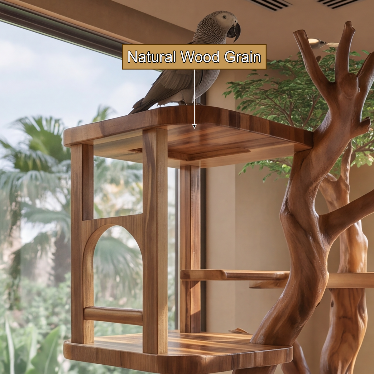 Arboreon Handcrafted Tree Branch Parrot Stand - Timberustic Tree Branch Parrot Stand