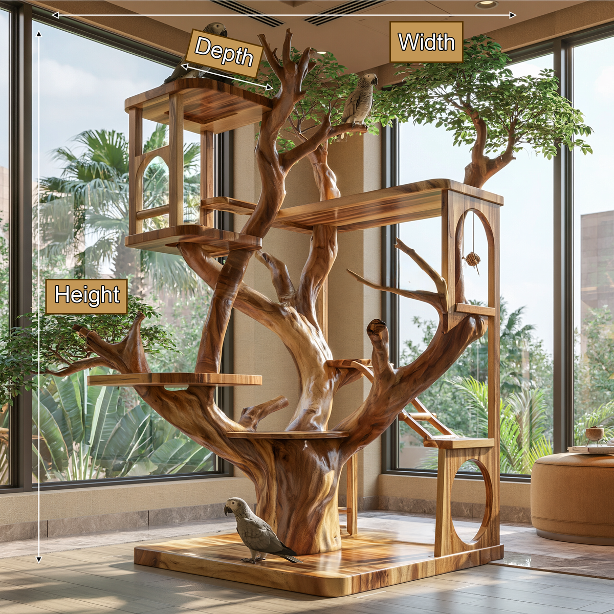 Arboreon Handcrafted Tree Branch Parrot Stand - Timberustic Tree Branch Parrot Stand