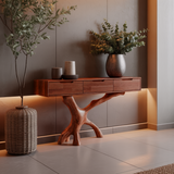 Arboris Branch-Leg Console Table with Modern Drawer Top