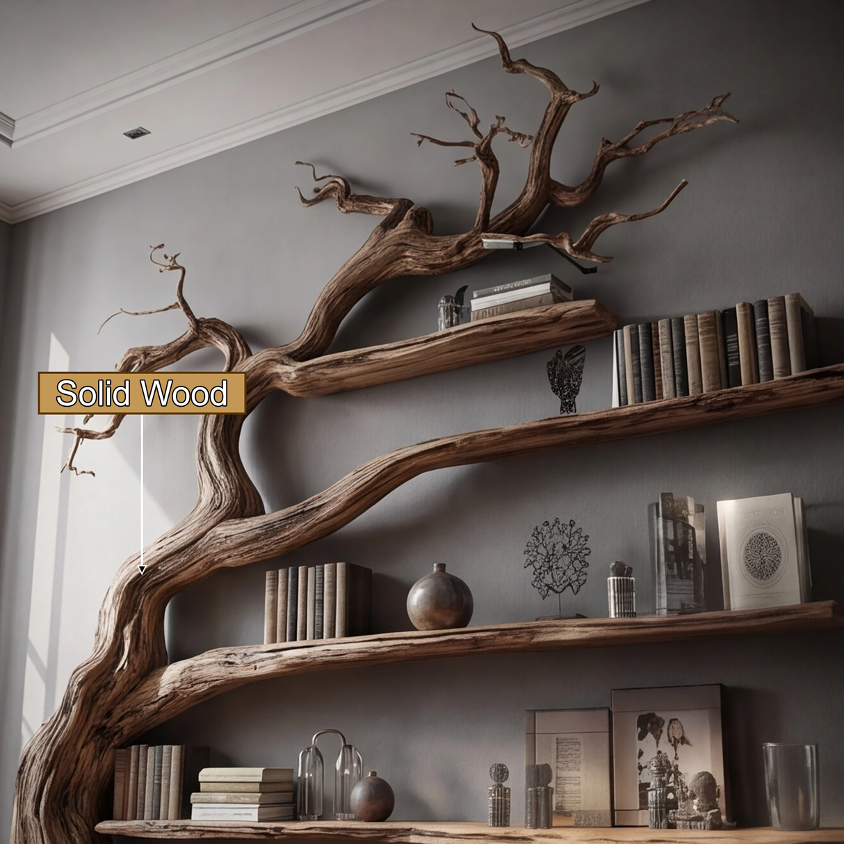 Arboris Drift Natural Wood Tree Bookshelf - Timberustic Tree Bookshelf