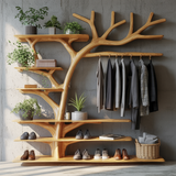 Arboris Flow Tree-Shaped Solid Wood Entryway Organizer - Timberustic Entryway Organizer