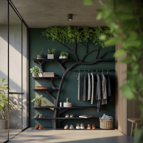 Arboris Flow Tree-Shaped Solid Wood Entryway Organizer - Timberustic Entryway Organizer