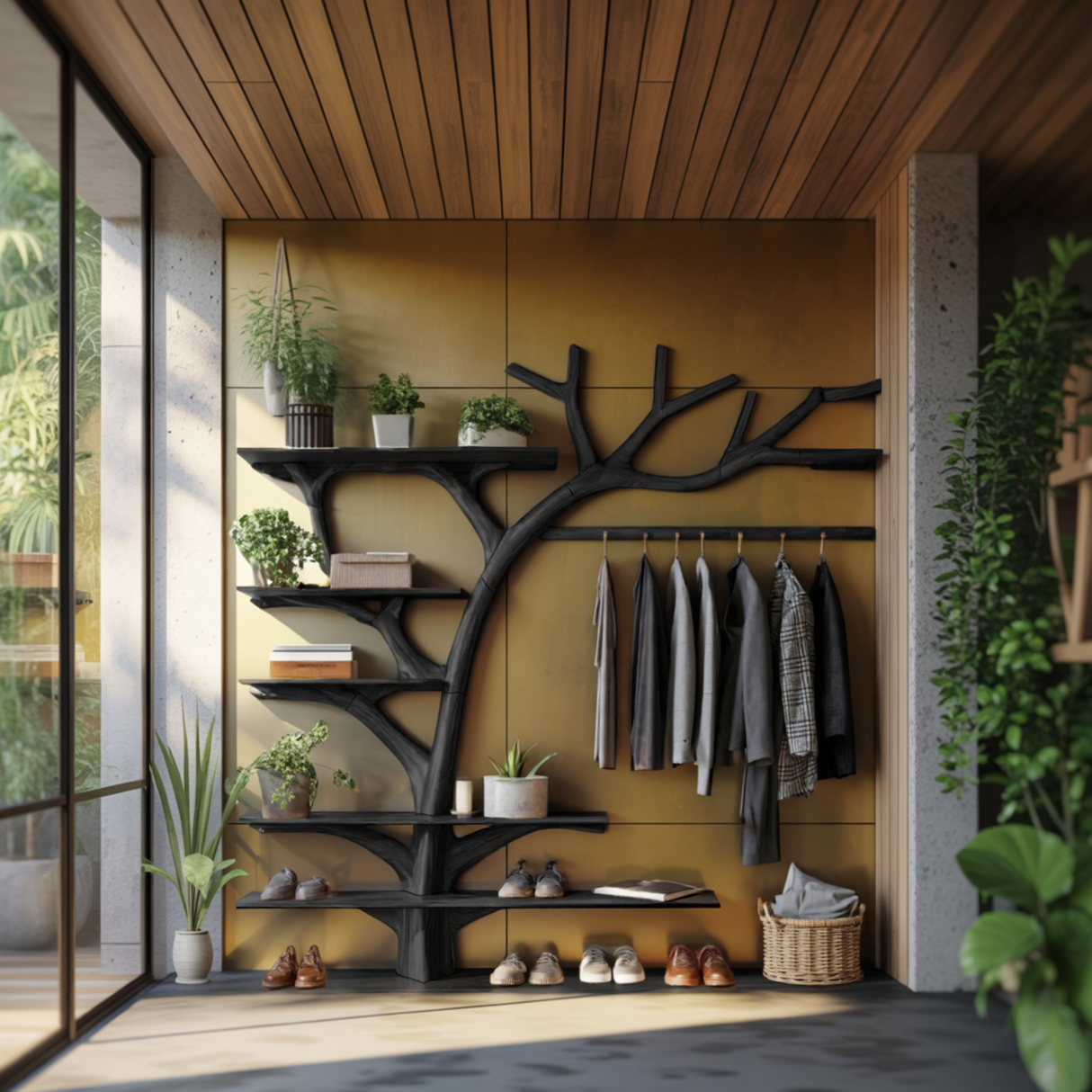 Arboris Flow Tree-Shaped Solid Wood Entryway Organizer - Timberustic Entryway Organizer
