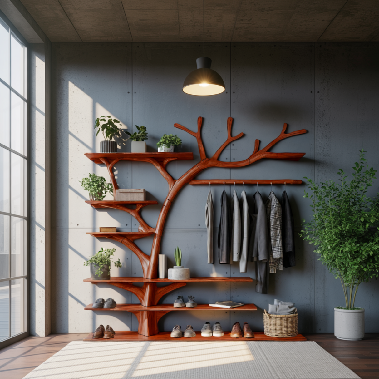 Arboris Flow Tree-Shaped Solid Wood Entryway Organizer - Timberustic Entryway Organizer