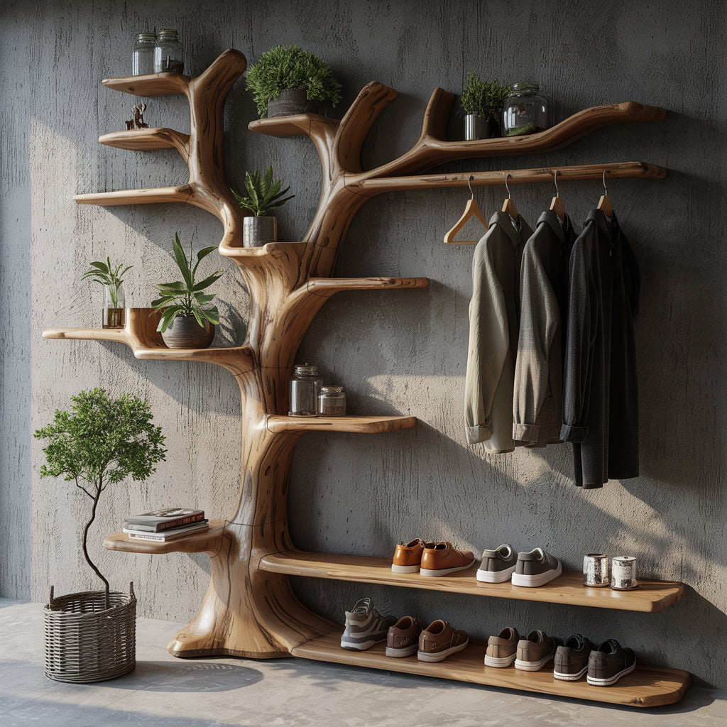 Arboris Halo Tree-Shaped Solid Wood Entryway Organizer - Timberustic Entryway Organizer