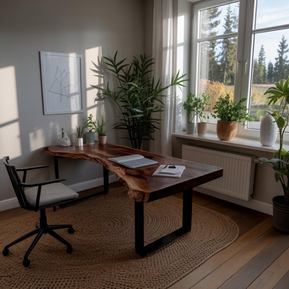 Arboris Live Edge Hardwood Desk | Modern Rustic Executive Office Table ...