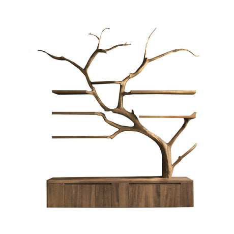 Arboris Organic Handcrafted Solid Wood Floating Bathroom Vanity with Branch Tree Shelves